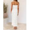 image:imageZESICA Womens 2026 Summer Floral Strapless Maxi Dress Bodycon Side Slit Mesh Formal Cocktail Party Wedding Guest Long DressesWhite