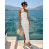 image:imageZESICA Womens 2026 Summer Floral Strapless Maxi Dress Bodycon Side Slit Mesh Formal Cocktail Party Wedding Guest Long DressesWhite