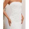image:imageZESICA Womens 2026 Summer Floral Strapless Maxi Dress Bodycon Side Slit Mesh Formal Cocktail Party Wedding Guest Long DressesWhite