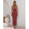 image:imageZESICA Womens 2026 Summer Floral Strapless Maxi Dress Bodycon Side Slit Mesh Formal Cocktail Party Wedding Guest Long DressesWine Red