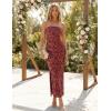 image:imageZESICA Womens 2026 Summer Floral Strapless Maxi Dress Bodycon Side Slit Mesh Formal Cocktail Party Wedding Guest Long DressesWine Red