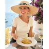 image:imageZESICA Womens Summer Asymmetrical T Shirts Ruched Fitted Y2K Going Out Tops 2026 Spring Fashion Outfits Casual Work BlouseApricot