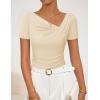 image:imageZESICA Womens Summer Asymmetrical T Shirts Ruched Fitted Y2K Going Out Tops 2026 Spring Fashion Outfits Casual Work BlouseApricot