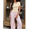 image:imageZESICA Womens Summer Asymmetrical T Shirts Ruched Fitted Y2K Going Out Tops 2026 Spring Fashion Outfits Casual Work BlouseApricot