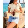 image:imageZESICA Womens Summer Asymmetrical T Shirts Ruched Fitted Y2K Going Out Tops 2026 Spring Fashion Outfits Casual Work BlouseApricot