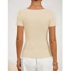 image:imageZESICA Womens Summer Asymmetrical T Shirts Ruched Fitted Y2K Going Out Tops 2026 Spring Fashion Outfits Casual Work BlouseApricot