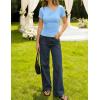 image:imageZESICA Womens Summer Asymmetrical T Shirts Ruched Fitted Y2K Going Out Tops 2026 Spring Fashion Outfits Casual Work BlouseBlue