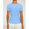 image:imageZESICA Womens Summer Asymmetrical T Shirts Ruched Fitted Y2K Going Out Tops 2026 Spring Fashion Outfits Casual Work BlouseBlue
