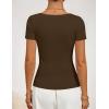 image:imageZESICA Womens Summer Asymmetrical T Shirts Ruched Fitted Y2K Going Out Tops 2026 Spring Fashion Outfits Casual Work BlouseCoffee