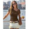 image:imageZESICA Womens Summer Asymmetrical T Shirts Ruched Fitted Y2K Going Out Tops 2026 Spring Fashion Outfits Casual Work BlouseCoffee