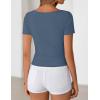image:imageZESICA Womens Summer Asymmetrical T Shirts Ruched Fitted Y2K Going Out Tops 2026 Spring Fashion Outfits Casual Work BlouseDusty Blue