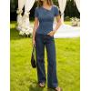 image:imageZESICA Womens Summer Asymmetrical T Shirts Ruched Fitted Y2K Going Out Tops 2026 Spring Fashion Outfits Casual Work BlouseDusty Blue
