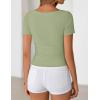 image:imageZESICA Womens Summer Asymmetrical T Shirts Ruched Fitted Y2K Going Out Tops 2026 Spring Fashion Outfits Casual Work BlouseGreen