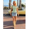 image:imageZESICA Womens Summer Asymmetrical T Shirts Ruched Fitted Y2K Going Out Tops 2026 Spring Fashion Outfits Casual Work BlouseGreen