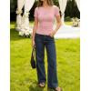 image:imageZESICA Womens Summer Asymmetrical T Shirts Ruched Fitted Y2K Going Out Tops 2026 Spring Fashion Outfits Casual Work BlousePink