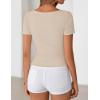 image:imageZESICA Womens Summer Asymmetrical T Shirts Ruched Fitted Y2K Going Out Tops 2026 Spring Fashion Outfits Casual Work BlouseSand
