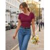 image:imageZESICA Womens Summer Asymmetrical T Shirts Ruched Fitted Y2K Going Out Tops 2026 Spring Fashion Outfits Casual Work BlouseWine