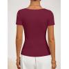 image:imageZESICA Womens Summer Asymmetrical T Shirts Ruched Fitted Y2K Going Out Tops 2026 Spring Fashion Outfits Casual Work BlouseWine