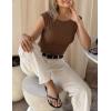 image:imageZESICA Womens Summer Ruched Trendy Tank Top 2026 Cap Sleeve Boat Neck Slim Fit Spring Tops Going Out Tee Shirts FashionCoffee