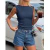 image:imageZESICA Womens Summer Ruched Trendy Tank Top 2026 Cap Sleeve Boat Neck Slim Fit Spring Tops Going Out Tee Shirts FashionDustyblue