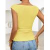 image:imageZESICA Womens Summer Ruched Trendy Tank Top 2026 Cap Sleeve Boat Neck Slim Fit Spring Tops Going Out Tee Shirts FashionYellow