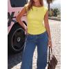 image:imageZESICA Womens Summer Ruched Trendy Tank Top 2026 Cap Sleeve Boat Neck Slim Fit Spring Tops Going Out Tee Shirts FashionYellow