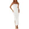 image:imageZESICA Womens 2026 Summer Floral Strapless Maxi Dress Bodycon Side Slit Mesh Formal Cocktail Party Wedding Guest Long DressesWhite