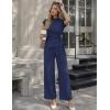 image:imageZESICA Womens 2026 Summer 2 Piece Outfit Sets Casual Short Sleeve Knit Belted Tops and Wide Leg Pants Work Office ClothesNavy