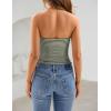 image:imageZESICA Womens Spring Striped Strapless Crop Tube Tops 2026 Summer Knit Bandeau Going Out Shirts Y2K Beach Vacation OutfitsArmygreen