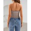 image:imageZESICA Womens Spring Striped Strapless Crop Tube Tops 2026 Summer Knit Bandeau Going Out Shirts Y2K Beach Vacation OutfitsBrown