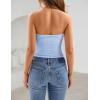image:imageZESICA Womens Spring Striped Strapless Crop Tube Tops 2026 Summer Knit Bandeau Going Out Shirts Y2K Beach Vacation OutfitsLightblue