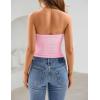 image:imageZESICA Womens Spring Striped Strapless Crop Tube Tops 2026 Summer Knit Bandeau Going Out Shirts Y2K Beach Vacation OutfitsPink