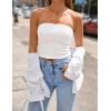 image:imageZESICA Womens Spring Striped Strapless Crop Tube Tops 2026 Summer Knit Bandeau Going Out Shirts Y2K Beach Vacation OutfitsSolidwhite