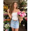 image:imageZESICA Womens Spring Striped Strapless Crop Tube Tops 2026 Summer Knit Bandeau Going Out Shirts Y2K Beach Vacation OutfitsSolidwhite