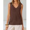 image:imageZESICA Womens Summer Crochet Sleeveless V Neck Vest Tops 2026 Casual Lightweight Knit Sweaters Fashion Vacation ClothesBrown