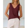 image:imageZESICA Womens Summer Crochet Sleeveless V Neck Vest Tops 2026 Casual Lightweight Knit Sweaters Fashion Vacation ClothesBurgundy