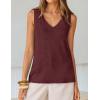 image:imageZESICA Womens Summer Crochet Sleeveless V Neck Vest Tops 2026 Casual Lightweight Knit Sweaters Fashion Vacation ClothesBurgundy