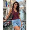 image:imageZESICA Womens Summer Crochet Sleeveless V Neck Vest Tops 2026 Casual Lightweight Knit Sweaters Fashion Vacation ClothesBurgundy