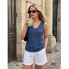 image:imageZESICA Womens Summer Crochet Sleeveless V Neck Vest Tops 2026 Casual Lightweight Knit Sweaters Fashion Vacation ClothesDustyblue