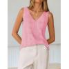 image:imageZESICA Womens Summer Crochet Sleeveless V Neck Vest Tops 2026 Casual Lightweight Knit Sweaters Fashion Vacation ClothesPink