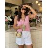 image:imageZESICA Womens Summer Crochet Sleeveless V Neck Vest Tops 2026 Casual Lightweight Knit Sweaters Fashion Vacation ClothesPink