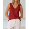 image:imageZESICA Womens Summer Crochet Sleeveless V Neck Vest Tops 2026 Casual Lightweight Knit Sweaters Fashion Vacation ClothesRed