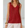 image:imageZESICA Womens Summer Crochet Sleeveless V Neck Vest Tops 2026 Casual Lightweight Knit Sweaters Fashion Vacation ClothesRed
