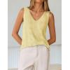 image:imageZESICA Womens Summer Crochet Sleeveless V Neck Vest Tops 2026 Casual Lightweight Knit Sweaters Fashion Vacation ClothesYellow