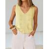 image:imageZESICA Womens Summer Crochet Sleeveless V Neck Vest Tops 2026 Casual Lightweight Knit Sweaters Fashion Vacation ClothesYellow