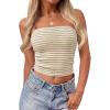 image:imageZESICA Womens Spring Striped Strapless Crop Tube Tops 2026 Summer Knit Bandeau Going Out Shirts Y2K Beach Vacation OutfitsApricot