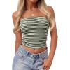 image:imageZESICA Womens Spring Striped Strapless Crop Tube Tops 2026 Summer Knit Bandeau Going Out Shirts Y2K Beach Vacation OutfitsArmygreen