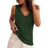 image:imageZESICA Womens Summer Crochet Sleeveless V Neck Vest Tops 2026 Casual Lightweight Knit Sweaters Fashion Vacation ClothesArmygreen