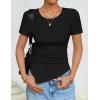 image:imageZESICA Asymmetrical Ruched Tops for Women 2026 Summer Casual Short Sleeve Slim Fit Y2K Going Out ShirtsBlack