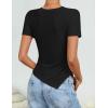 image:imageZESICA Asymmetrical Ruched Tops for Women 2026 Summer Casual Short Sleeve Slim Fit Y2K Going Out ShirtsBlack